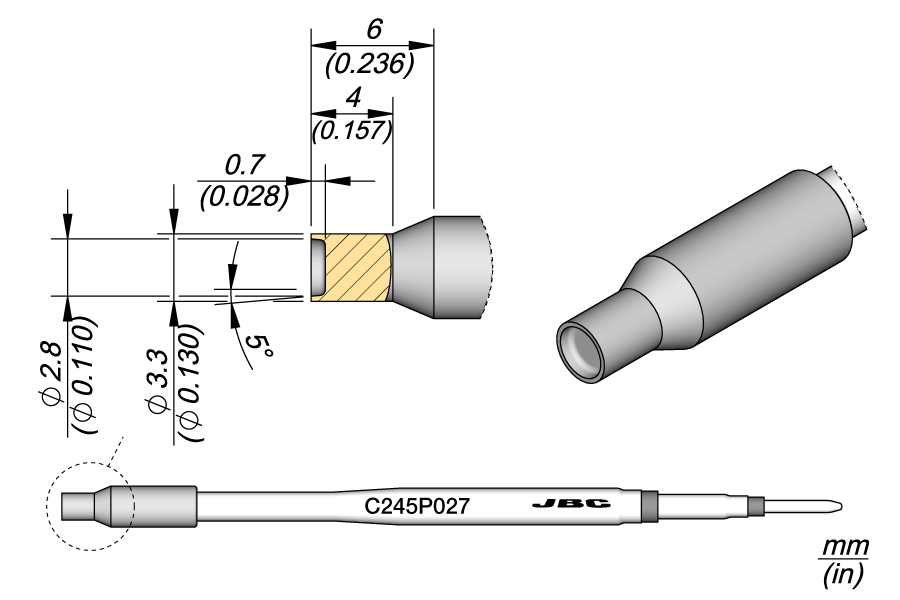 C245P027 - Heat Staking Cartridge Ø 2.8